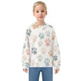 thumbnail image 3 of Kids' Hooded Pullover Sweatshirt Casual Tops Long Sleeve Print Hoodies Pocket Watercolor Dog Paw Prints, 3 of 9