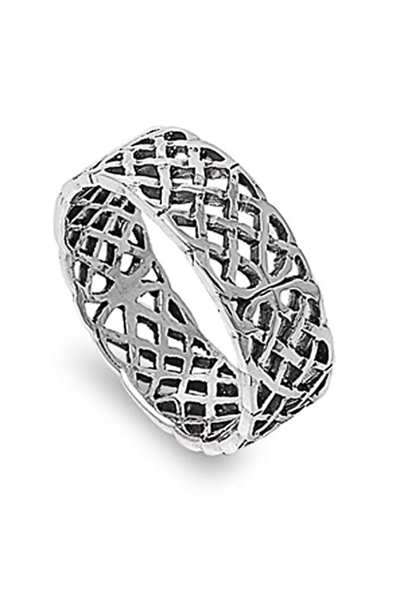 Sterling Silver Celtic Band 8mm ( Size 9 to 14)