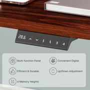 FLEXISPOT 55x28 Home Office Height Adjustable Standing Desk with Hooks, Ergonomic Electric 2-Stage Stand Up Computer Desk, Gray and Mahogany