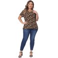 thumbnail image 3 of DARING DIVA Women's Plus Floral  Loose Casual Basic Blouse 4X Brown, 3 of 6
