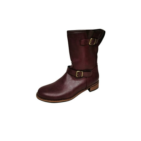 

Christmas Gifts Juebong Women s Winter Retro Belt Buckle Low Heel Warm Sleeve Pair Men s Boots Women s Boots Knight Boots