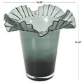 thumbnail image 3 of DecMode 14" Floral Tulip Inspired Ombre Green Glass Vase with Wavy Opening, 3 of 10