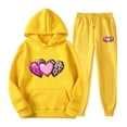thumbnail image 2 of Feancey Flash Deals of The Day Clearance Womens Hoodie Sweatsuits 2 Piece Set Cute Heart Print Lounge Sets for Women Oversized Hooded Pullover and Jogger Pants Tracksuit Outfits Yellow XXL, 2 of 6