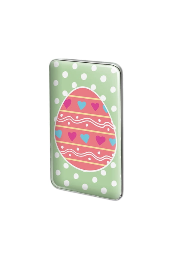 Cute Easter Egg Pink with Hearts Metal Rectangle Lapel Hat Pin Tie Tack Pinback