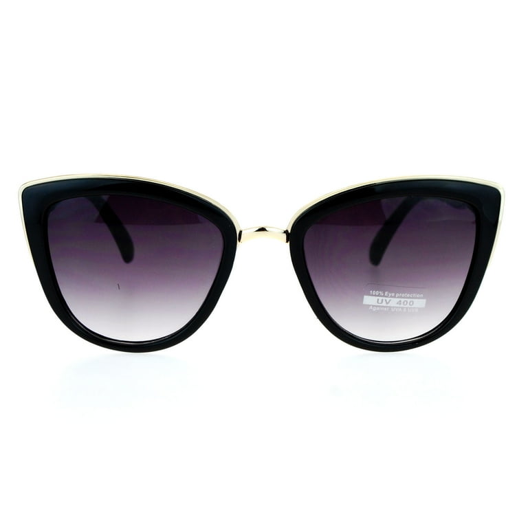 Black Cat Eye With Gold Trim Sunglasses