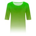 thumbnail image 4 of TSADFHJI Hauts à Manches Longues pour Femmes Serrés Hauts Adaptés Col Rond Manches Mi-Longues Blouse Imprimée TTG Vert, 4 of 4