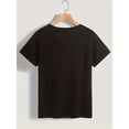 thumbnail image 2 of Regular Size Peace Sign Print T-shirt, Casual Short Sleeve Crew Neck Top For Spring & Summer, Women's Regular Size Clothing, 2 of 6