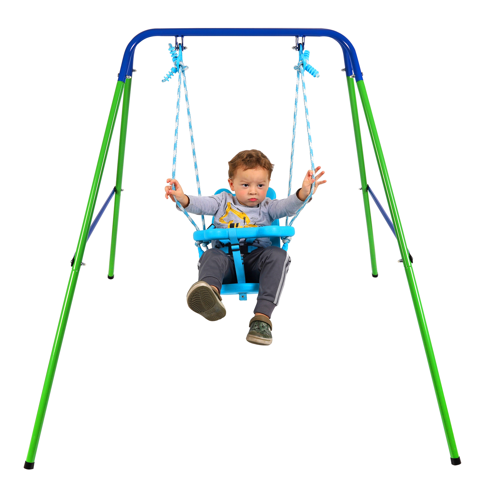 Baby Kids Swing Set, Safety Belt, Metal Baby Swing Set with Stand