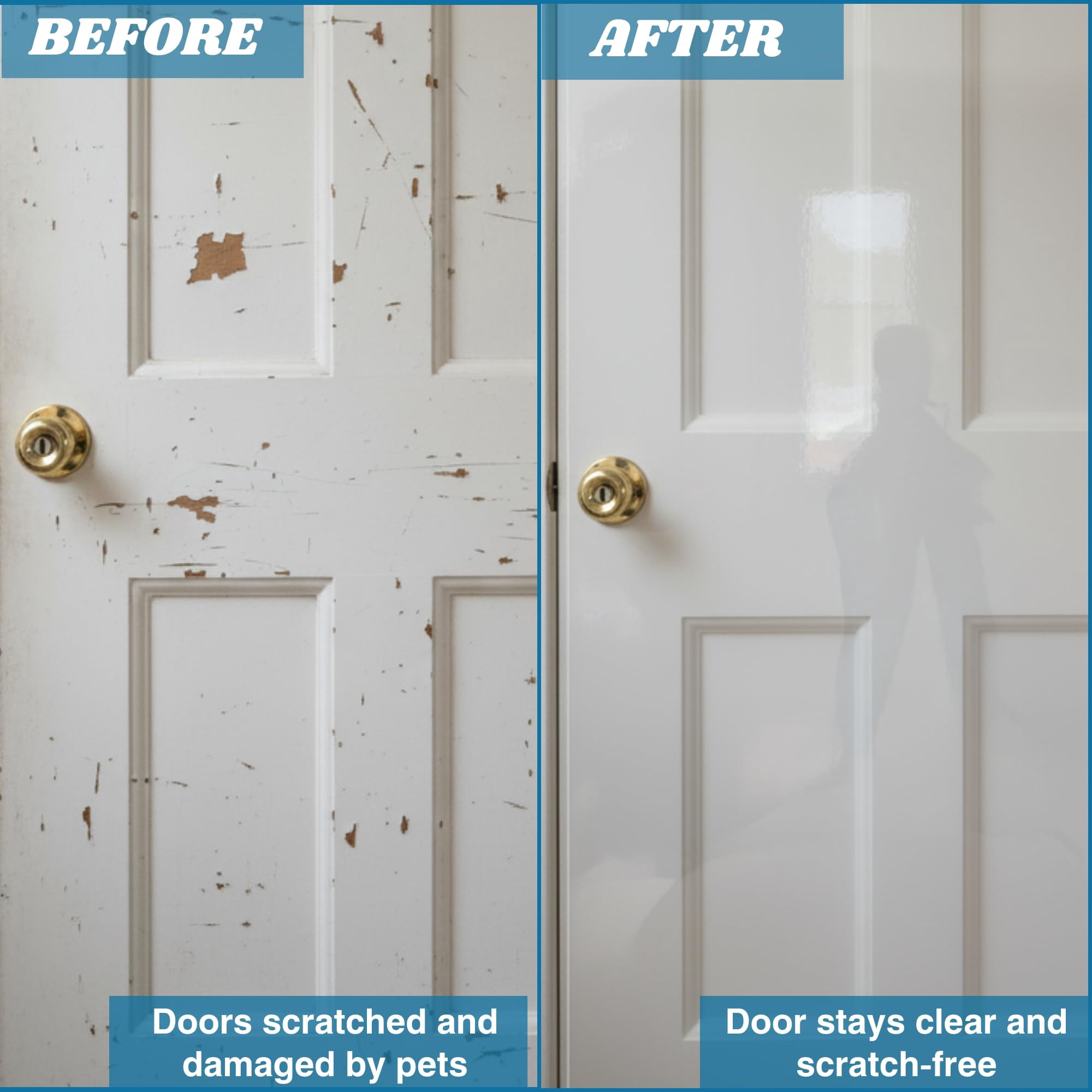 CLAWGUARD Plexiglass Universal Scratch Shield for Dogs & Cats, Clear Door & Wall Scratch Protector, Pet Scratch Guard for Doors, Furniture & Screens, Easy Install with Tabs, 32 x 24 in