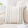 thumbnail image 1 of Fundas de almohada decorativas para dormitorio, funda de cojín con acento neutro, funda de almohada tejida con mechones grises, beige y blanco, 1 of 8