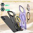 thumbnail image 2 of KOMI for iPhone 16 Pro MagSafe Case with Adjustable Metal Camera Lens Cover Stand with 1 Screen Protectors,[Military-Grade Protection] Rugged Heavy Duty Magnetic Case for iPhone 16 Pro 6.3" Purple, 2 of 5