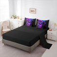 thumbnail image 5 of Homewish Neon Cyber Drip Skull King Bedding for Kids, Modern Swirl Gothic King Bed in a Bag, Black Reversible, 7pcs, 5 of 7