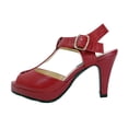 thumbnail image 3 of FIC PEERAGE Margie Women Extra Wide Width Platform Heeled Sandal RED 7.5, 3 of 6