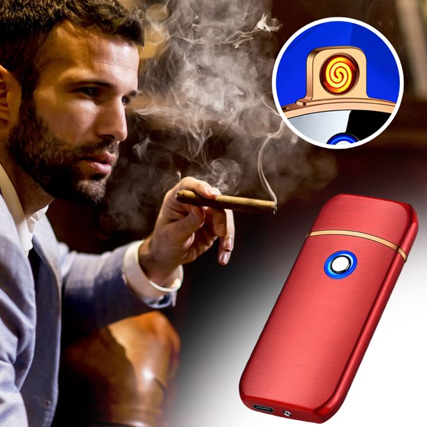 Encendedor eléctrico sin llama recargable USB con encendido de doble arco, diseño a prueba de viento, carga rápida de 2 horas, duración de la batería de 3+ horas, portátil delgado para acampar y