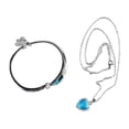 thumbnail image 1 of Conjunto de pulsera y collar con diamantes de imitación azules para mujer, pulsera de platino de imitación galvanizada a la moda, joyería, 1 of 15