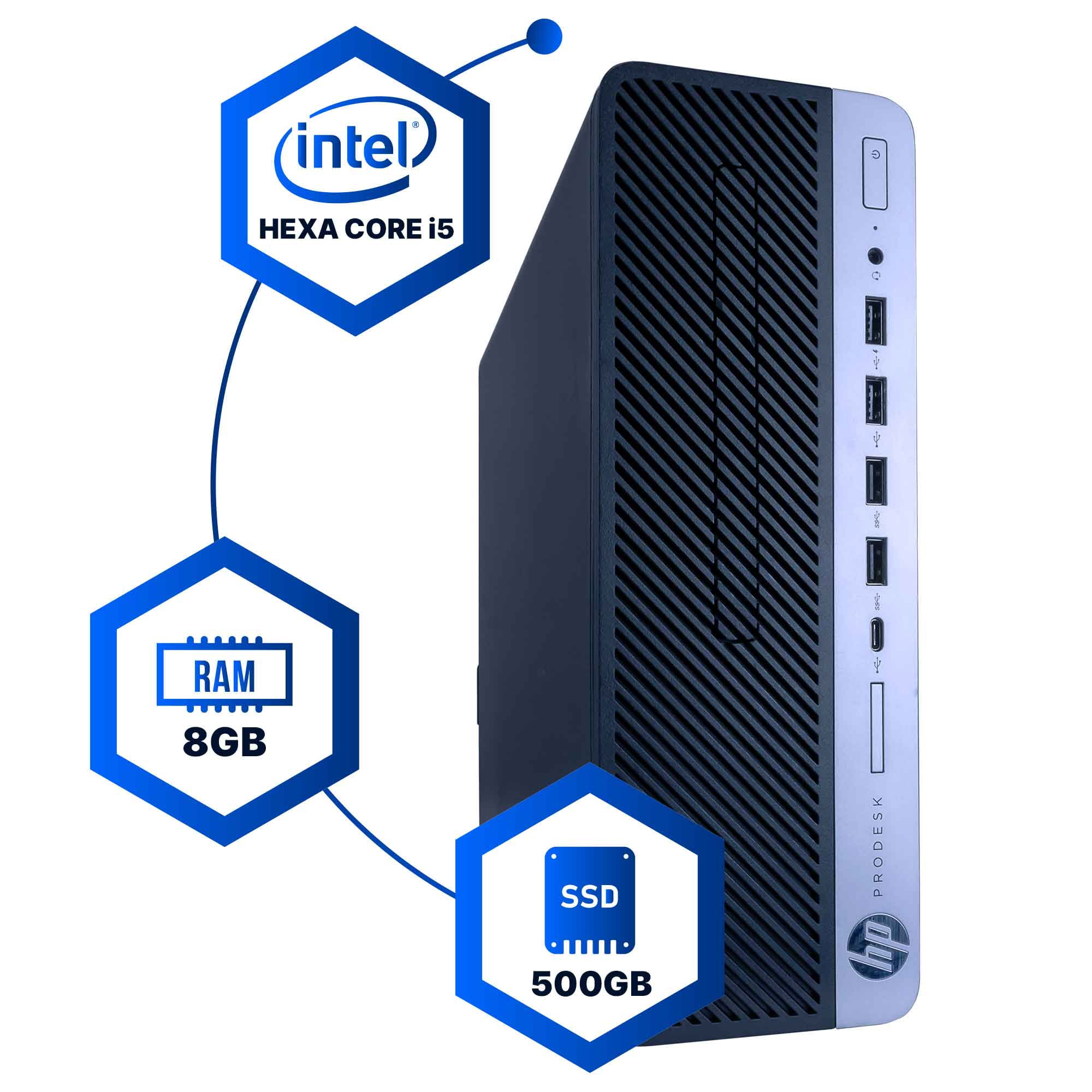 Restored HP ProDesk 600G4 Desktop Computer Hexa Core Intel i5 (3.2GHz