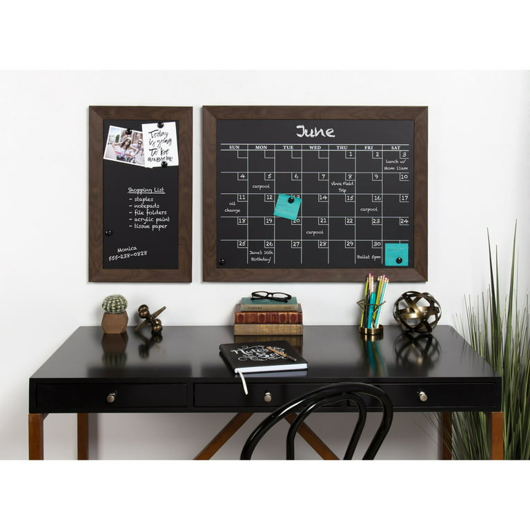 DesignOvation Beatrice Framed Magnetic Chalkboard Monthly Calendar, 23 x  29, Distressed Black, Decorative Wall Organizer – kateandlaurel