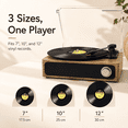 thumbnail image 4 of Maio A4 vintage phonograph, vinyl record, high-fidelity stereo sound, 3-speed belt-driven vintage phonograph, 3.5mm output compatible with external speakers, perfect holiday gift,Log Wood, 4 of 8