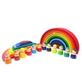 thumbnail image 1 of Large Wooden Rainbow Stacker Bundle, Rainbow Stacker, Peg dolls, Semi Circle, Wooden Toy, Montessori Toy, Building blocks, Stacker Set, 1 of 10