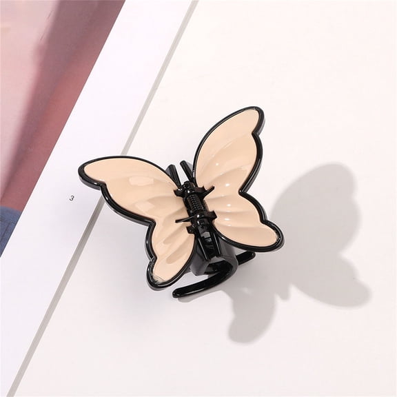 CXHEGBEJ Decorative Butterfly Hair Clips for Women Multicolored Butterfly Claw Clips Non-Slip Hair Claw Clips Hairpins Hair Accessories Beige