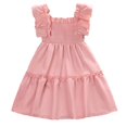 thumbnail image 1 of Esaierr Toddler Girl Dress Pleated Sleeveless Dress Solid Color Short Sleeve Princess Dress Fashion Pleated Skirt for 4T-7T, 1 of 5
