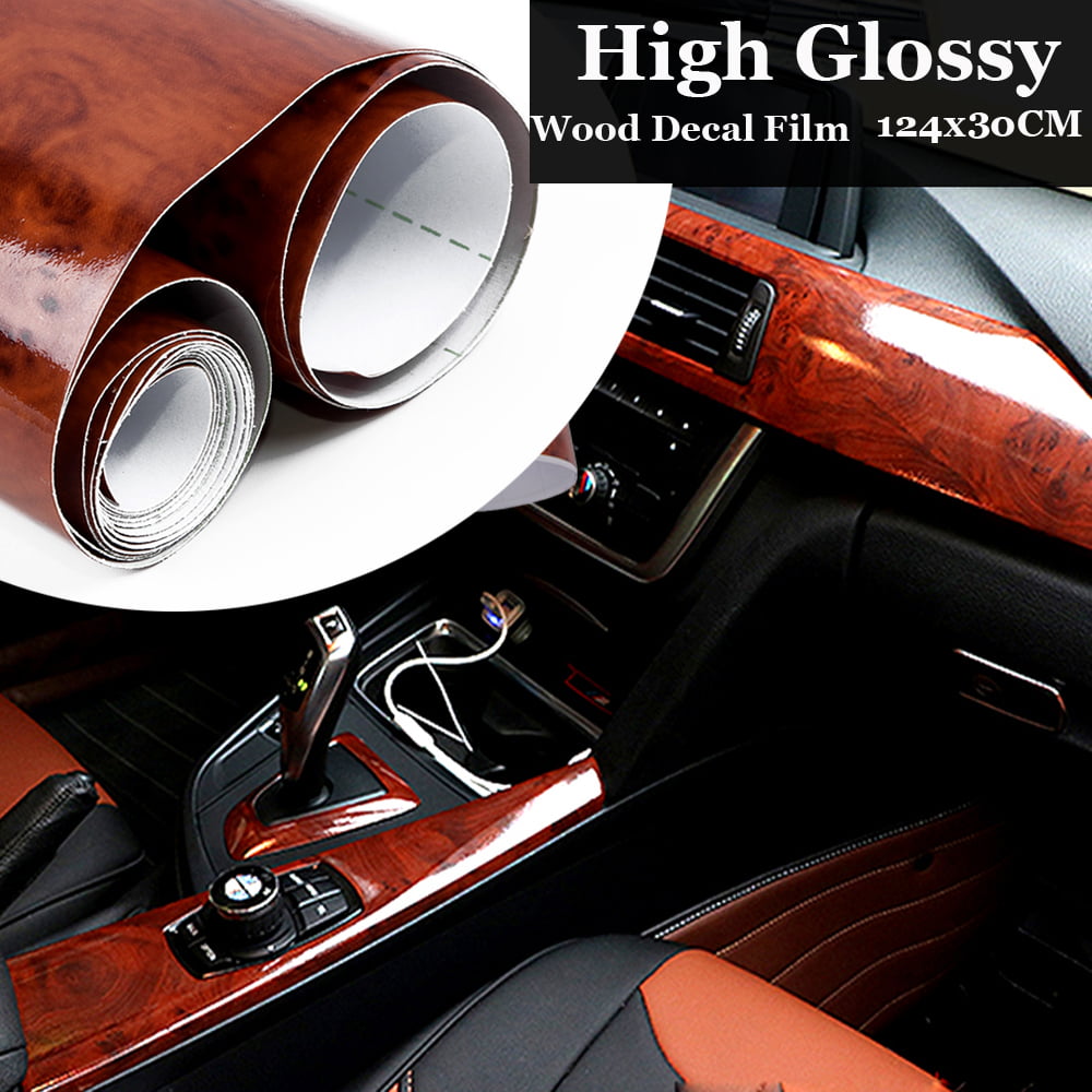 High Glossy Wood Grain Vinyl Sticker Decal Car Internal  DIY Film 30*100cm 