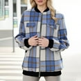 thumbnail image 4 of Winter Coats for Women Casual Women's Checkered Striped Fabric Medium Long Sleeved Pocket Zipper Jacket, Size S-2XL, 4 of 8
