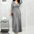 thumbnail image 3 of Prolriy Wedding Guest Dresses for Women Deep V Neck Skirt Sequined Bling Shiny Elegant Casual Gown Plus Size Women Evening Dress Party Dresses for Women 2024 Formal Dress Silver XXL, 3 of 6