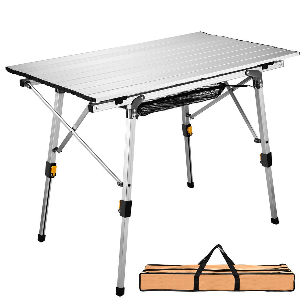 Aluminum Adjustable Camping Folding Table Outdoor Lightweight for Beach Backyar 