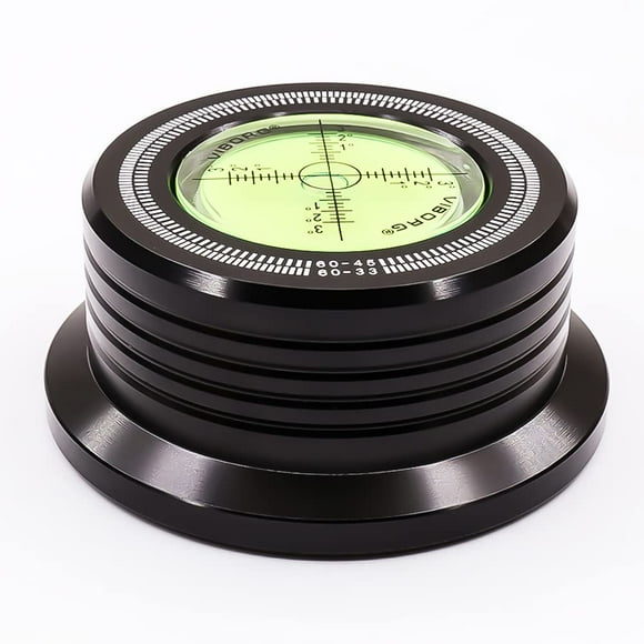 Viborg LP628B Stabilisateur de Poids pour Disque, Niveau de Plateau Tournant et Balance Stroboscopique Tout-en-un, Pince en Vinyle 280G LP pour Phonographe (60Hz, Noir)
