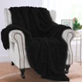 thumbnail image 2 of YJ.GWL Shaggy Soft Longfur Throw Blanket Plush Sherpa Warm Blanket for Kids and Adult Bed Sofa,104"x90",Black, 2 of 7