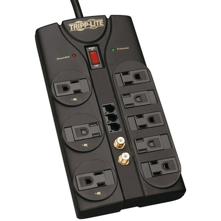 Fax Modem Surge Protection Tripp Lite Tlp808teltv 8-outlet Surge Protector (2,160 Joules; 8ft Cord; Tel/modem/fax Protection; $150,000 Ultimate Lifetime Insurance) ()