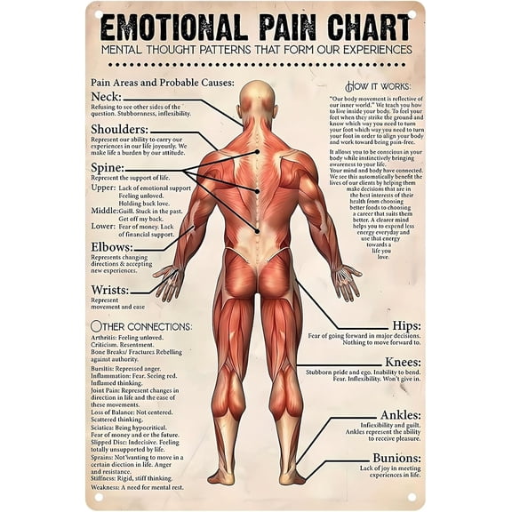 8 x 12 in Metal Tin Sign - Massage Therapist Emotional Pain Chart Aluminium Metal Tin Sign 8x12 Inch Home Plaque Poster Home Bar Pub Wall are Decor New