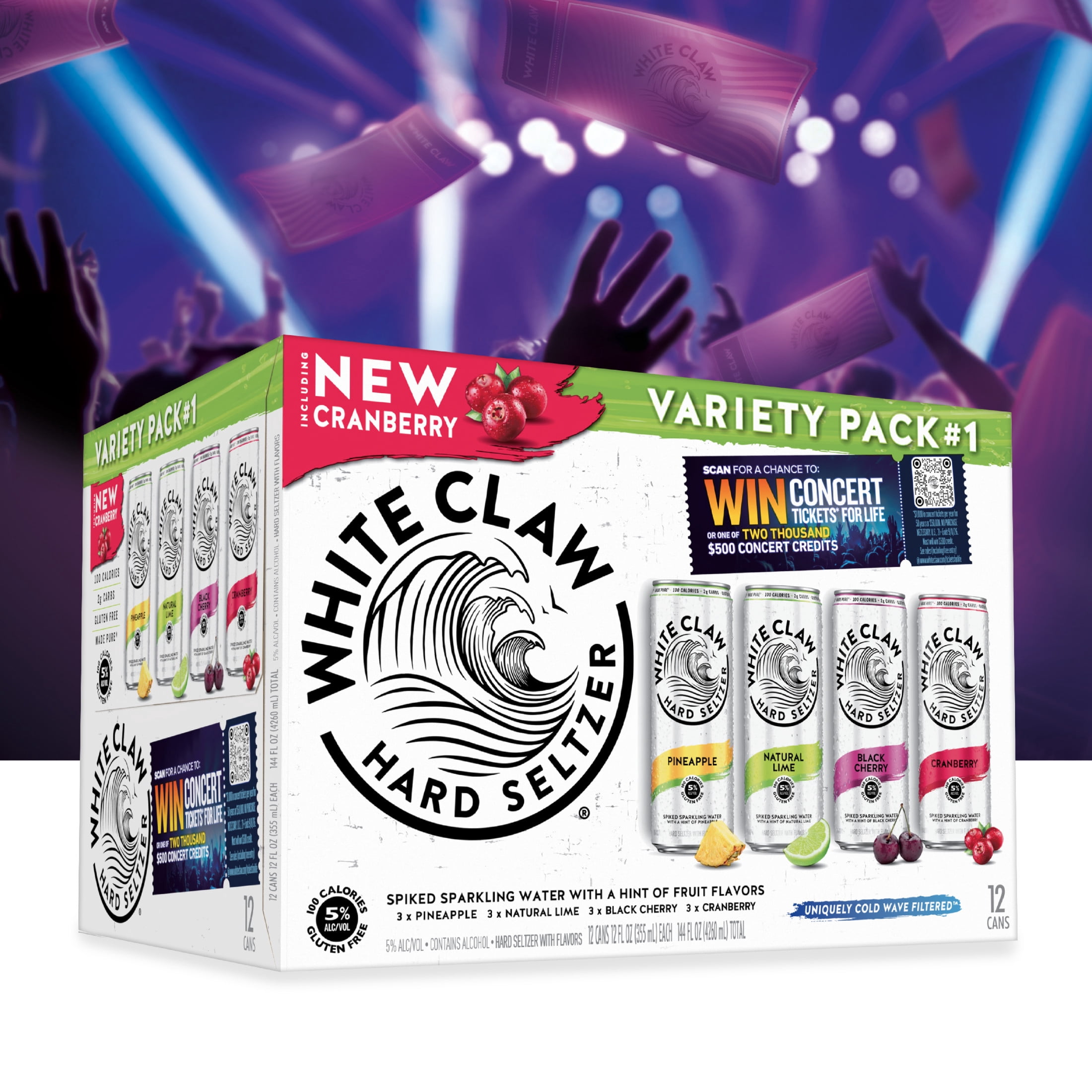 White Claw Hard Seltzer Variety Pack #1, 12 Pack, 12 fl oz Cans, 5% ABV