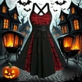 thumbnail image 2 of FYEGRE Elegant Gothic Punk Lace Strap Dress For Women Halloween Themed Party Events And Stage Performances Red XXL, 2 of 3