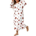 thumbnail image 2 of DARING DIVA Women's Plus Size Floral Long Sleeve Casual Nightgowns 1X White, 2 of 6