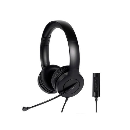 UPC: 0889028172131 | Monoprice WFH 3.5mm + USB Wired On-Ear Web Meeting Headset  Lightweight  USB In-line Controller  Used in Work and School – Workstream Collection