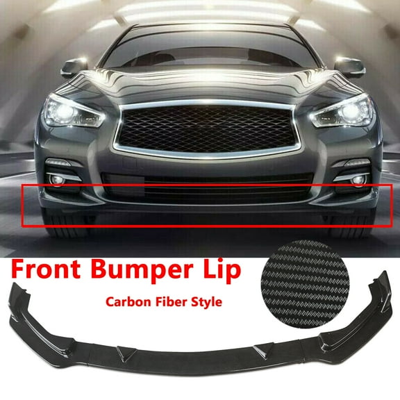 NINTE Front Bumper Lip for 2014-2017 Infiniti Q50 Base Carbon Fiber Style Chin Spoiler Splitter 3 Pcs
