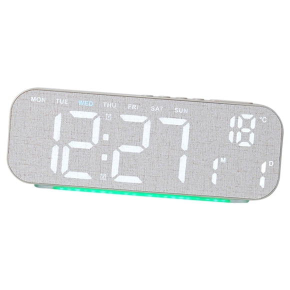 lingqin Réveil Numérique avec Affichage de la Température du Jour de la Semaine Horloge de Bureau à DEL Rechargeable Gris