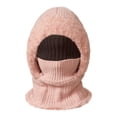thumbnail image 6 of LIZUOJUN Under $5 Balaclava Hat 3 In 1 Integrated Trapper Hat One Size Polyester Cotton Fabric Windproof Full Head Neck Face Protection Autumn Winter Warm Knit Headwear Pink, 6 of 6