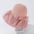 thumbnail image 2 of Diufon Wide Brim Straw Hat for Women Trendy Ruffled Hem Outdoor Beach Sun Hats Holiday Style Cap with Bow, 2 of 4