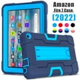 thumbnail image 3 of ELEHOLD Rugged Hybrid Case for Amazon Fire 7 Tablet (12th Gen, 2022), Tri-Layers Hard PC Soft Silicone Hidden Kickstand Anti-Scratch Shockproof Heavy Duty Case for Kids Men Women,Navyblue, 3 of 10