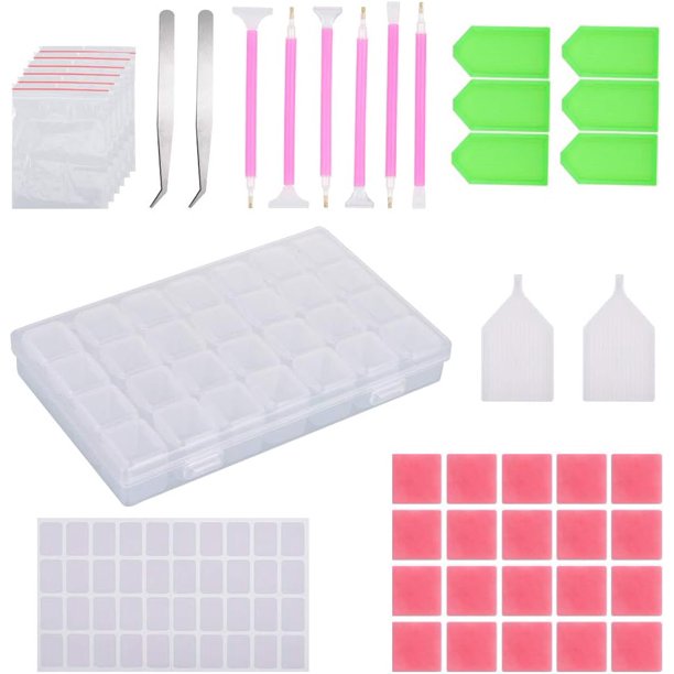 Diamond Painting Supplies Kit for DIY 5D Craft Nail Art Embroidery Cross Stitch with Pen Boxes Storage Tool Kits