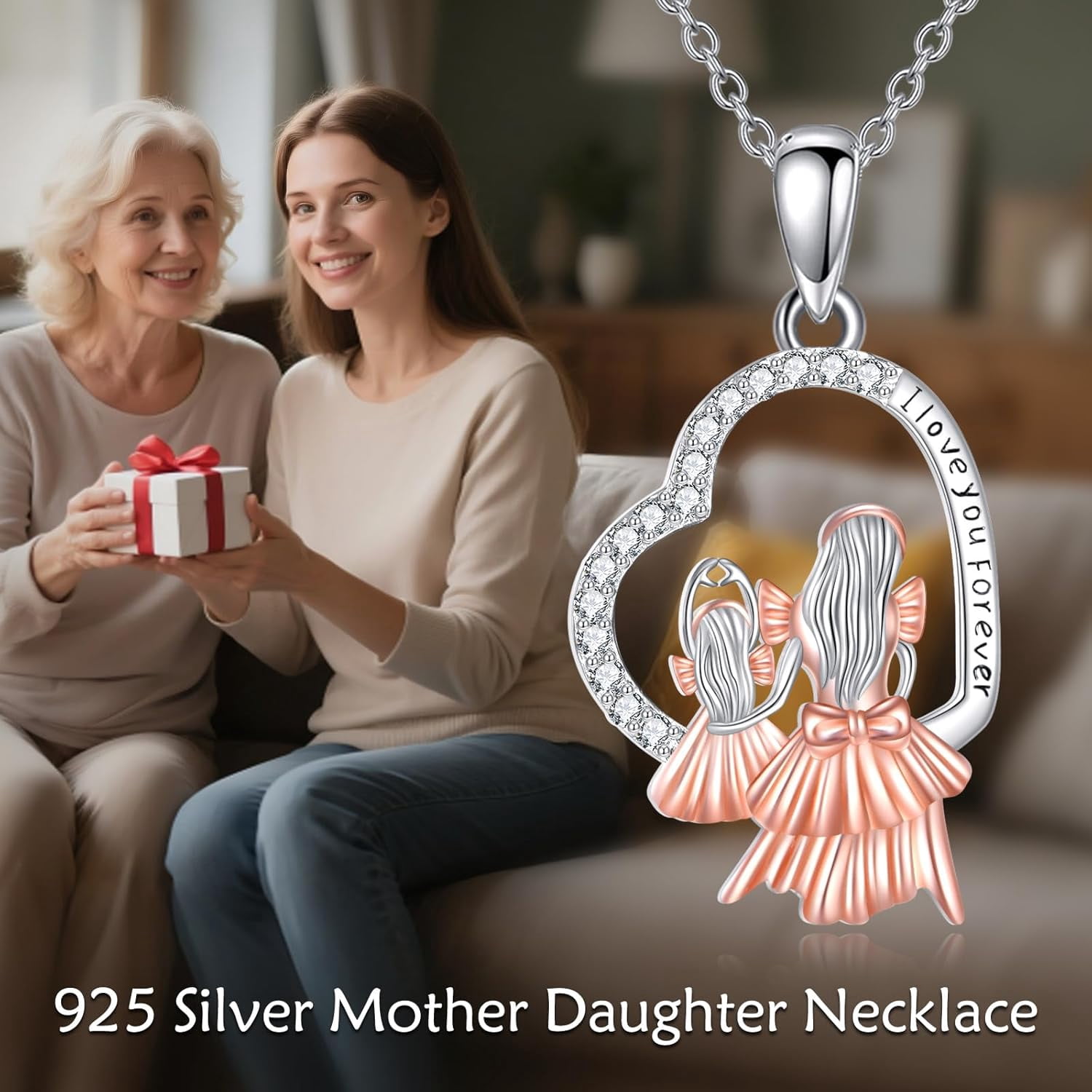 YAFEINI Mom Necklace for Women Sterling Silver mother necklace Mothers Day Birthday Jewelry Gifts for Mother Grandma 18"