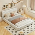 thumbnail image 5 of Harper & Bright Designs White Queen Size Upholstered Bed with Tufted Headboard, Modern Velvet Platform Bed W/Wooden Slat Support for Bedroom Guest Room, 5 of 9