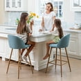 thumbnail image 2 of Homy Casa Bar Stools Set of 2, Modern Swivel 26" Counter Height Upholstery Barstools for Kitchen Dining, Light Blue, 2 of 12