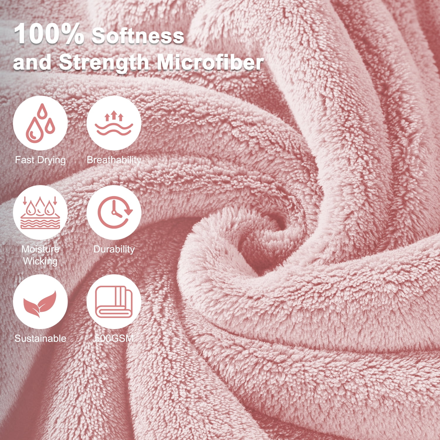 Bath Towels Set 4, Larger & Light Bath Towels 28 x 55 Inches, 100% Microfiber Super Soft and Highly Absorbent, Bath Sheets Quicker to Dry, Perfect Bathroom Towels for Daily Use, Pink