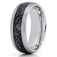 thumbnail image 4 of Meteorite Tungsten Wedding Band - Silver Tungsten Ring - Meteorite Ring (10.5), 4 of 4