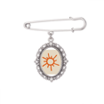 thumbnail image 1 of Hand Painting Orange Sun Sunshine Brooch Pin Dress Shirt Shawl Clips, 1 of 3