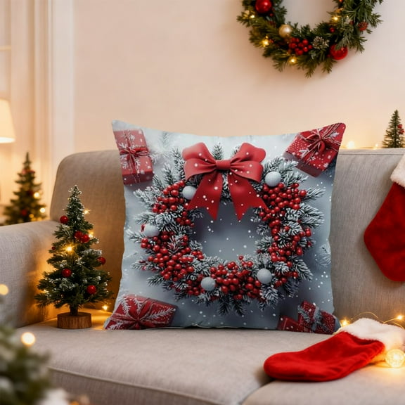 Christmas Decorative Pillow Covers 18x18" for Holiday Party Supplies Christmas Decorative Pillow Cases with Soft Fabric Hidden Zipper